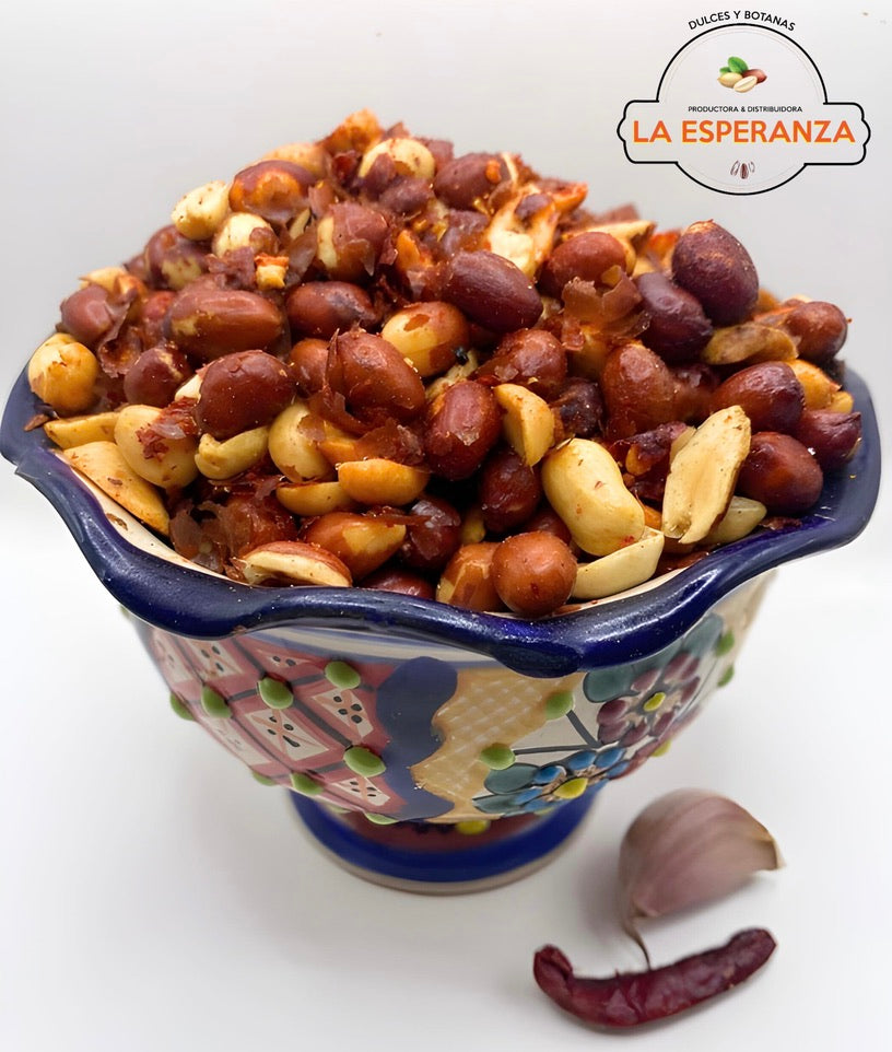 Cacahuate al mojo de ajo con chile